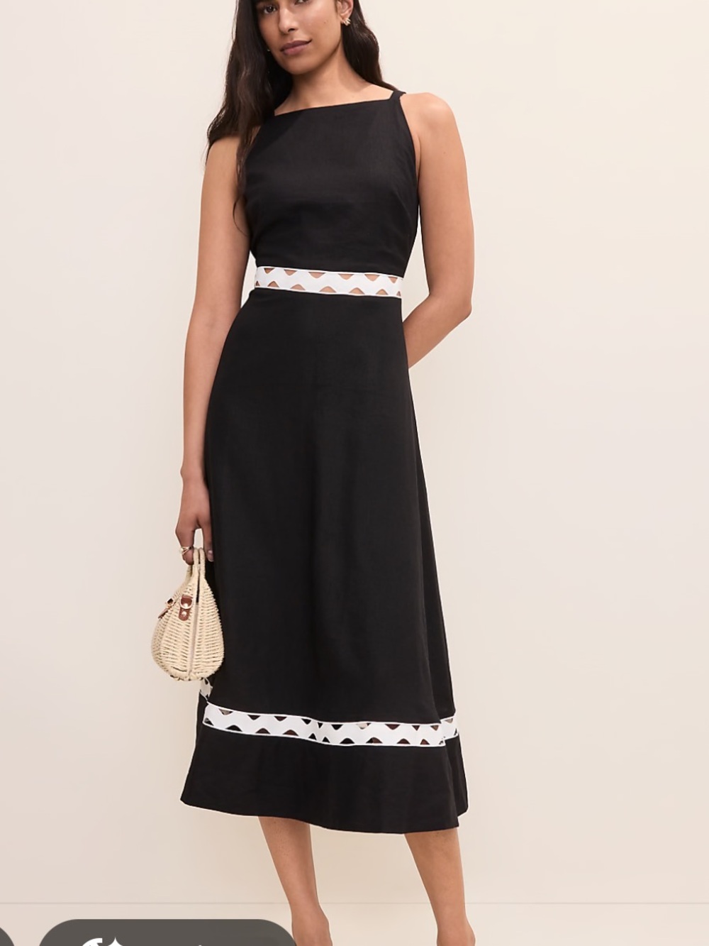NWT Ann Taylor Ric Rac Cutout Midi Dress in Black